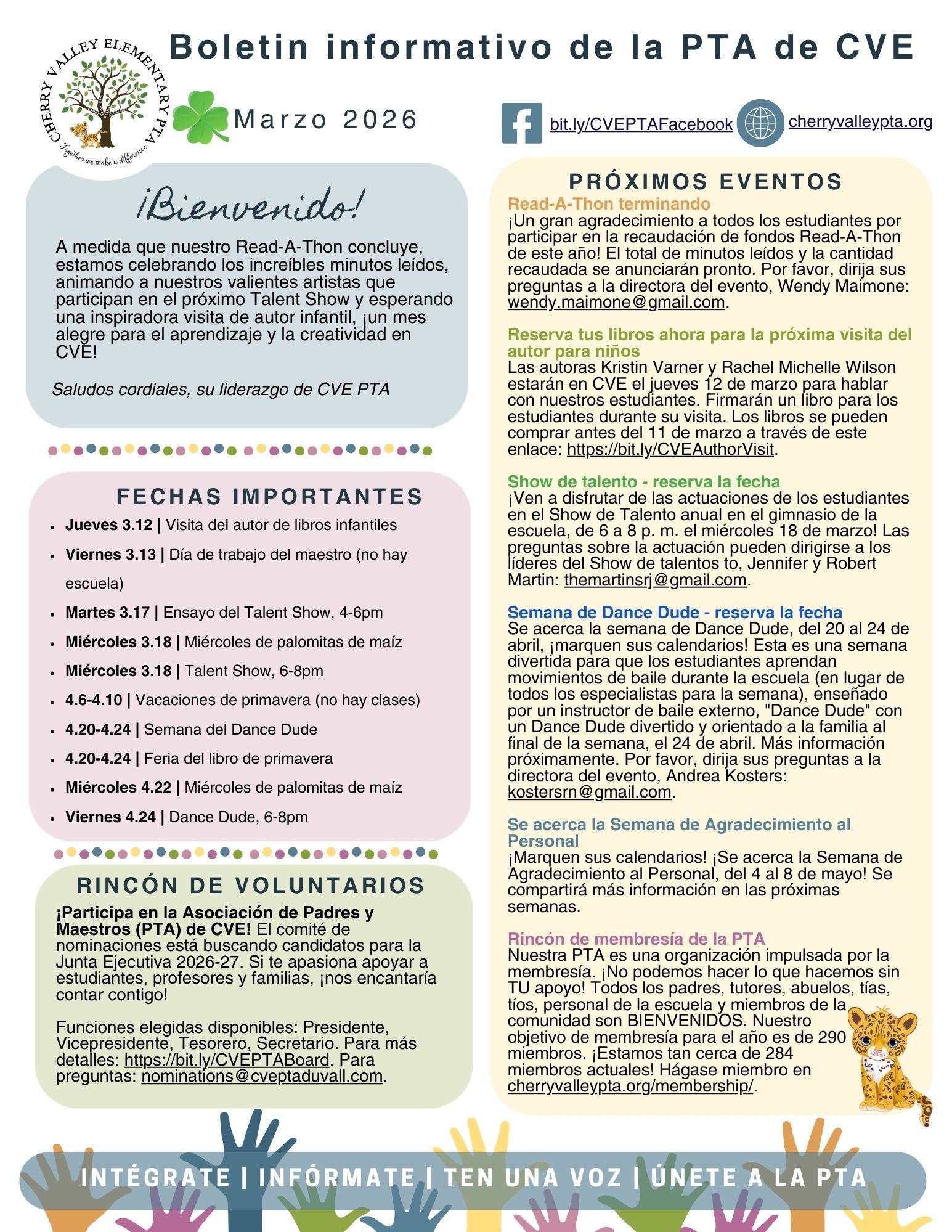 JPEG image of PTA March 2026 newsletter - Spanish version 