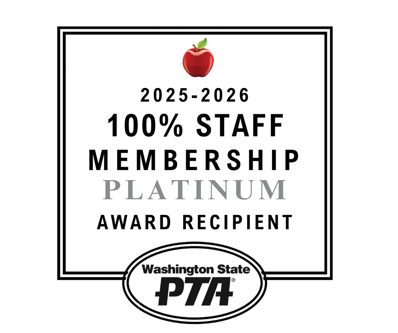 2025-26 PTA Staff Platinum Membership Award - Cherry Valley Elementary PTA