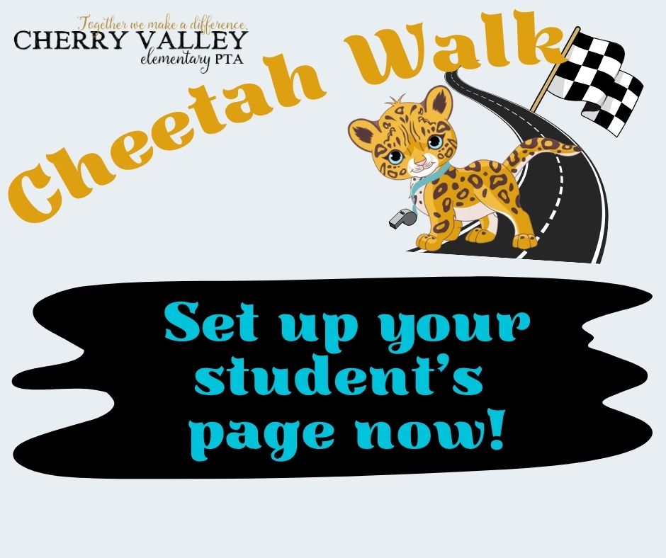 graphic for cheetah walk 2026 and fundraising page setup